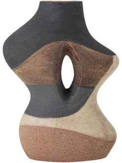 Wazon "Vica" w kolorze beżowo-brązowym - 19,5 x 27 x 11,5 cm