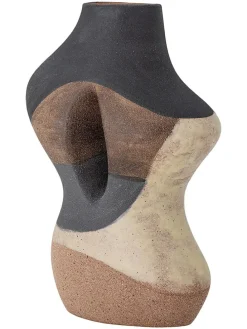 Wazon "Vica" w kolorze beżowo-brązowym - 19,5 x 27 x 11,5 cm