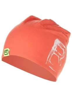 Wełniana czapka beanie w kolorze koralowym