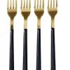 Widelce deserowe (4 szt.) w kolorze czarno-złotym - 15,5 cm