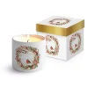 Świeca "Beautiful Christmas" w kolorze białym ze wzorem - wys. 8,5 x Ø 7 cm