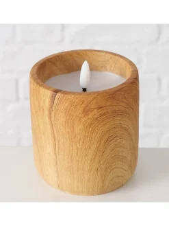 Świeca LED "Yuna" w kolorze jasnobrązowym - wys. 10,5 x Ø 9 cm