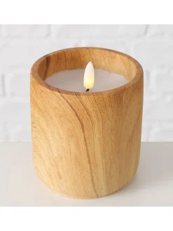 Świeca LED "Yuna" w kolorze jasnobrązowym - wys. 10,5 x Ø 9 cm
