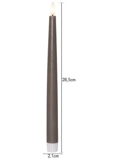 Świece LED (2 szt.) "Flame Slim" w kolorze brązowym - wys. 28,5 cm
