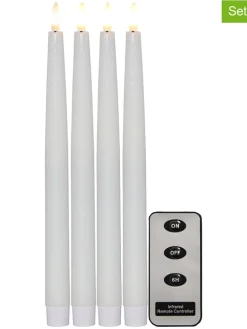 Świece LED (4 szt.) w kolorze białym - wys. 28,5 cm