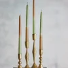 Świece (4 szt.) "Burma" w kolorze jasnobrązowo-zielonym - 4x 75 g