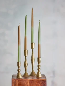 Świece (4 szt.) "Burma" w kolorze jasnobrązowo-zielonym - 4x 75 g