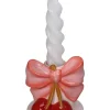 Świecznik "Bow" w kolorze jasnoróżowo-czerwonym - 9,3 x 9,2 x 8,8 cm