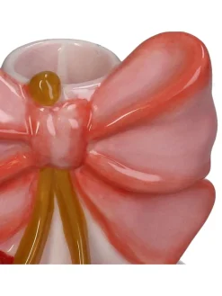 Świecznik "Bow" w kolorze jasnoróżowo-czerwonym - 9,3 x 9,2 x 8,8 cm