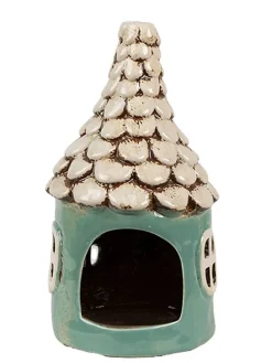 Świecznik "Home” w kolorze turkusowo-białym - wys. 20 x Ø 11 cm
