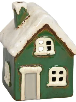 Świecznik "House" w kolorze zielonym - 9,5 x 12 x 9 cm