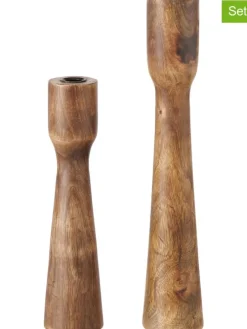 Świeczniki (2 szt.) "Caldeas" w kolorze brązowym
