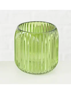 Świeczniki (2 szt.) "Remsa" w kolorze zielonym - wys. 8,5 x Ø 8 cm
