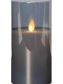 Świecznik LED w kolorze czarnym - wys. 15 x Ø 7,5 cm