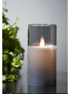 Świecznik LED w kolorze czarnym - wys. 15 x Ø 7,5 cm