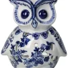 Świecznik "Owl" w kolorze biało-niebieskim - wys. 15 x Ø 11 cm