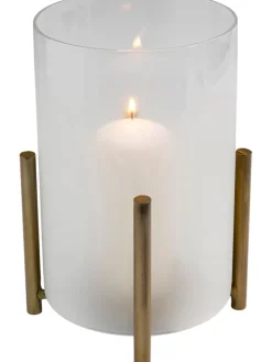 Świecznik "Pillar" w kolorze złoto-białym - wys. 25 x Ø 19 cm