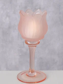 Świecznik "Tully" w kolorze jasnoróżowym - wys. 17 cm