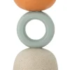 Świecznik w kolorze pomarańczowo-miętowo-kremowym - wys. 17 x Ø 9 cm