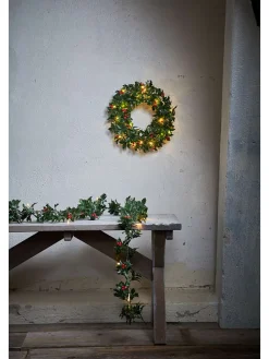 Wieniec LED "Holly" w kolorze zielonym - Ø 30 cm