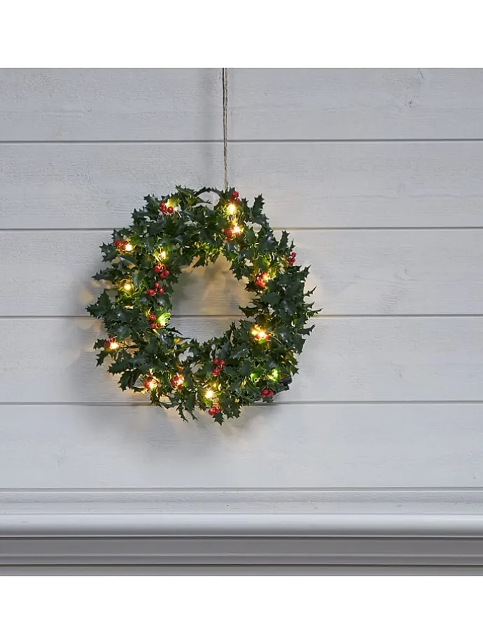 Wieniec LED "Holly" w kolorze zielonym - Ø 30 cm