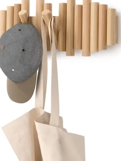 Wieszak ścienny "Picket" w kolorze beżowym - 38 x 17 x 4 cm