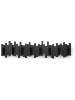 Wieszak ścienny "Sticks 8" w kolorze czarnym - 64 x 18 x 3 cm