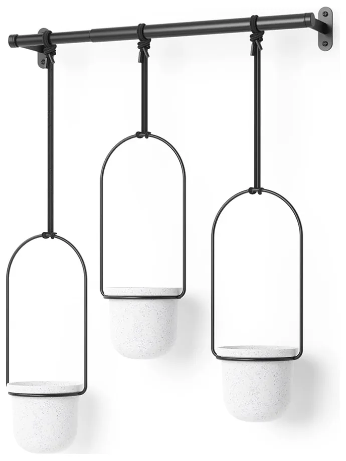 Wiszący kwietnik w kolorze czarno-białym - 63,5 x 110 x 14,6 cm