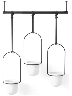 Wiszący kwietnik w kolorze czarno-białym - 63,5 x 110 x 14,6 cm