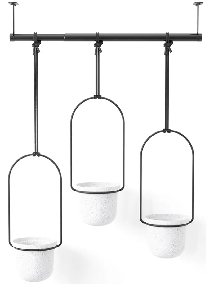 Wiszący kwietnik w kolorze czarno-białym - 63,5 x 110 x 14,6 cm