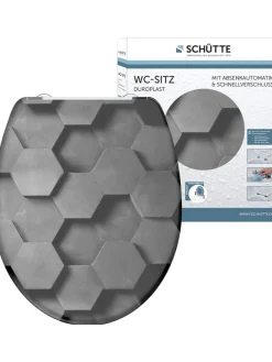 Wolnoopadająca deska WC "Hexagons" w kolorze szarym