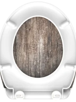 Wolnoopadająca deska WC "Old wood" w kolorze jasnobrązowym