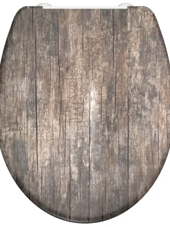 Wolnoopadająca deska WC "Old wood" w kolorze jasnobrązowym