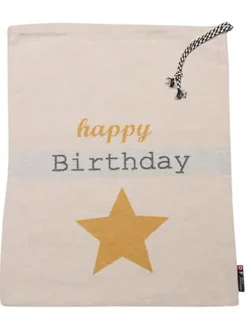 Worek "Happy Birthday" w kolorze beżowym