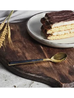 Łyżki deserowe (4 szt.) w kolorze czarno-złotym - 15,5 cm