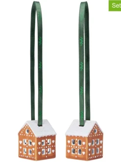 Zawieszki dekoracyjne (2 szt.) w kolorze jasnobrązowym - wys. 5 cm