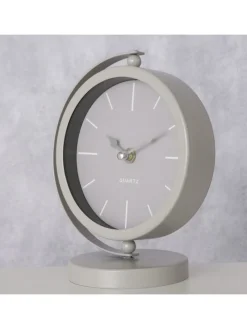 Zegar stołowy "Jale" w kolorze jasnoszarym - wys. 20 cm